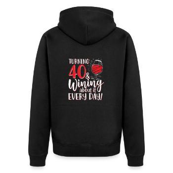 40 years old & benefit every day - Unisex Premium Organic Zip Hoodie - black - Back - Nico (187cm)