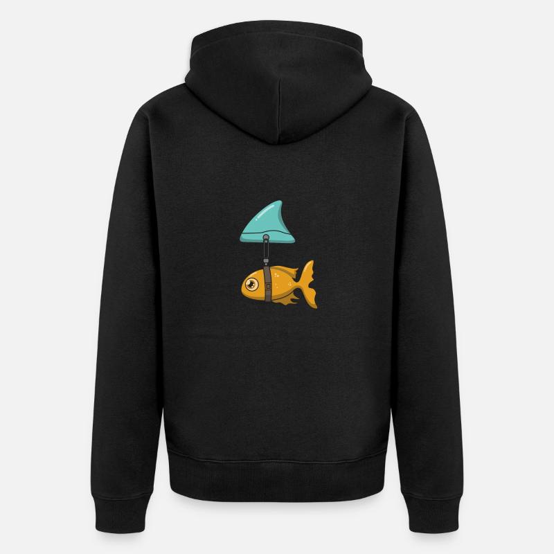 Poisson avec aileron de requin - Veste à capuche bio Premium Unisexe - noir