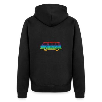Peace Bus - Unisex Premium Bio Zip Hoodie - Schwarz - Hinten - Nico (187cm)