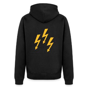 Flash - Unisex Premium Organic Zip Hoodie - black - Back - Nico (187cm)