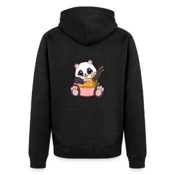 Noodle soup Panda eats ramen - Unisex Premium Organic Zip Hoodie - black - Back - Nico (187cm)