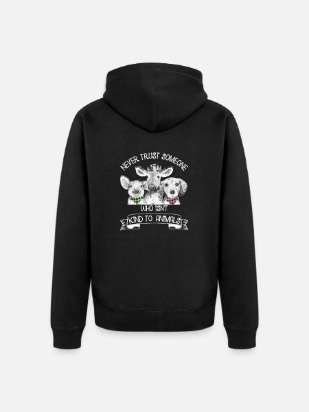 Obrońca praw zwierząt wegańskie wegetariańskie zwierzę miłośnik zwierząt - Ekologiczna rozpinana bluza z kapturem Premium unisex - czarny