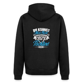 Vater und Tochter Vatertag Du kannst mich nicht - Unisex Premium Bio Zip Hoodie - Schwarz - Hinten - Nico (187cm)