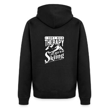 Ich brauche keine Therapie ich muss nur Skifahren - Unisex Premium Bio Zip Hoodie - Schwarz - Hinten - Nico (187cm)