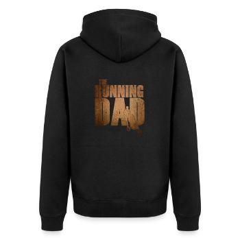 Joggen Laufen Marathon Vatertag Vater Dad Geschenk - Unisex Premium Bio Zip Hoodie - Schwarz - Hinten - Nico (187cm)