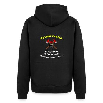 Feuerwehr - Unisex Premium Bio Zip Hoodie - Schwarz - Hinten - Nico (187cm)
