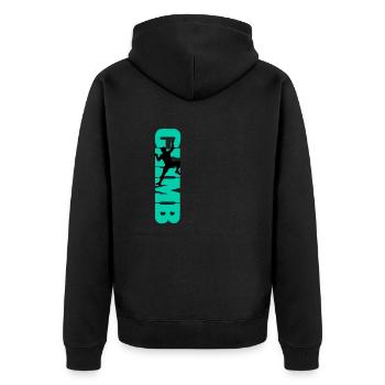 Klettern Bouldern Fels Kletterer Geschenkidee - Unisex Premium Bio Zip Hoodie - Schwarz - Hinten - Nico (187cm)