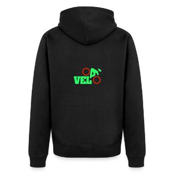 Velo Bike Rad Mountain Bike Gift - Unisex Premium Organic Zip Hoodie - black - Back - Nico (187cm)