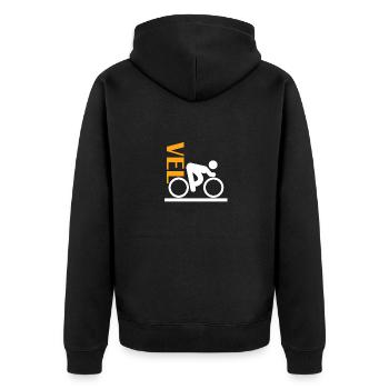 Velo driving cyclist Mountain Bike Gift - Unisex Premium Organic Zip Hoodie - black - Back - Nico (187cm)