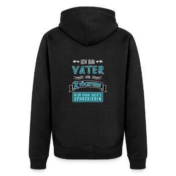 Vatertag Geschenkidee für Vater Opa von 2 Töchtern - Unisex Premium Bio Zip Hoodie - Schwarz - Hinten - Nico (187cm)