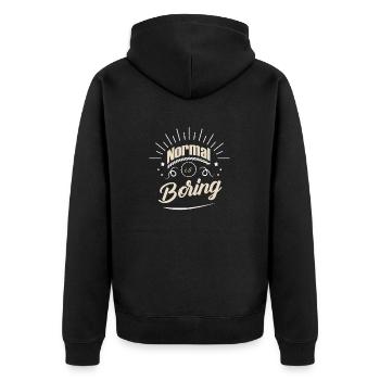 Normal ist langweilig - Unisex Premium Bio Zip Hoodie - Schwarz - Hinten - Nico (187cm)