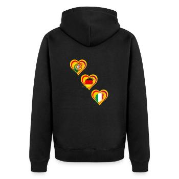 Les drapeaux du coeur aiment l'Allemagne, le Portugal et l'Italie - Veste à capuche bio Premium Unisexe - noir - Dos - Nico (187cm)