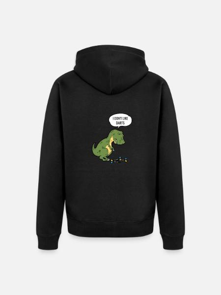 Darts T-Rex Dinosaur Dartboard Pun - Unisex Premium Organic Zip Hoodie - black
