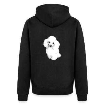 Süßer Pudel Welpe - Unisex Premium Bio Zip Hoodie - Schwarz - Hinten - Nico (187cm)