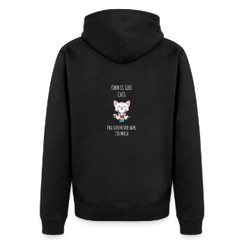 Knitting Cat Yarn Crochet Kitten Knitter Sewer - Unisex Premium Bio Zip Hoodie - Schwarz - Hinten - Nico (187cm)
