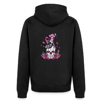 breast cancer girl pink awareness head cancer - Unisex Premium Bio Zip Hoodie - Schwarz - Hinten - Nico (187cm)