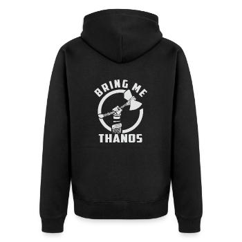 bring me Thanos stormbreaker black and white shirt - Unisex Premium Bio Zip Hoodie - Schwarz - Hinten - Nico (187cm)