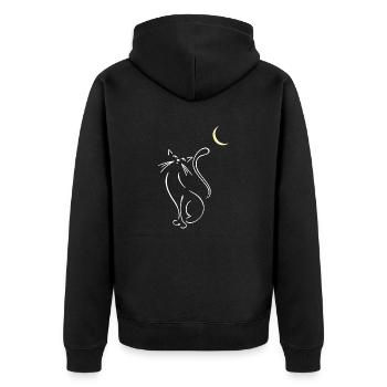 cat and moon animals cute lovely happy cat - Unisex Premium Bio Zip Hoodie - Schwarz - Hinten - Nico (187cm)
