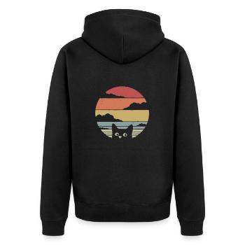 cat retro style classic animals black cat colorado - Unisex Premium Bio Zip Hoodie - Schwarz - Hinten - Nico (187cm)