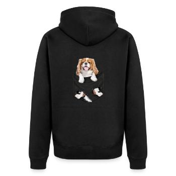 Cavalier King Charles Spaniel Pocket - Unisex Premium Organic Zip Hoodie - black - Back - Nico (187cm)