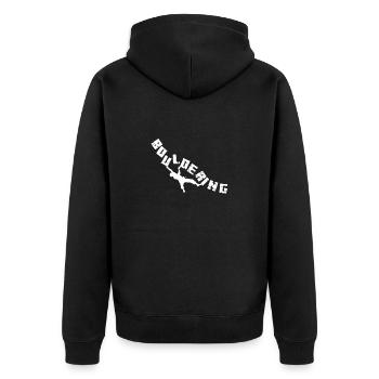 Bouldering Freiklettern Felsen Berge Bouldern - Unisex Premium Bio Zip Hoodie - Schwarz - Hinten - Nico (187cm)