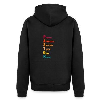 Pastor Jesus Bibel Kreuz Christlich Priester - Unisex Premium Organic Zip Hoodie - black - Back - Nico (187cm)