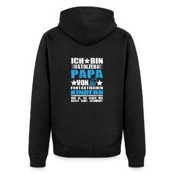 Ich bin Stolzer Papa von 2 Fantastischen Kindern - Unisex Premium Bio Zip Hoodie - Schwarz - Hinten - Nico (187cm)