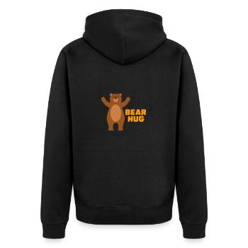 Bär - Unisex Premium Bio Zip Hoodie - Schwarz - Hinten - Nico (187cm)