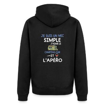 je suis un mec simple J'aime le camping car et - Unisex Premium Bio Zip Hoodie - Schwarz - Hinten - Nico (187cm)