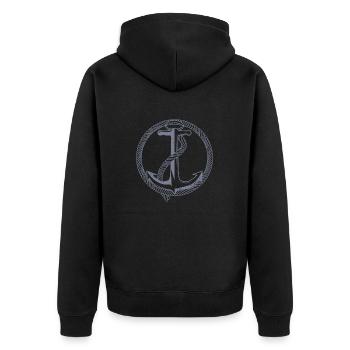 See Anker Ahoi Kapitän Seefahrt Seemann Matrose - Unisex Premium Bio Zip Hoodie - Schwarz - Hinten - Nico (187cm)