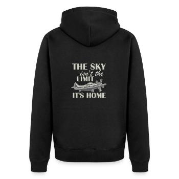 Pilot - Unisex Premium Organic Zip Hoodie - black - Back - Nico (187cm)
