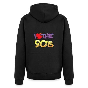I love The 90s Ich Liebe die 90er 90ger Jahre Pop - Unisex Premium Bio Zip Hoodie - Schwarz - Hinten - Nico (187cm)