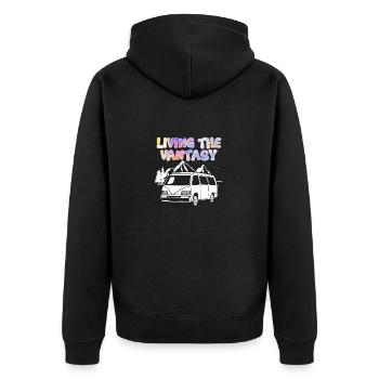 Camper Bus Geschenk | Caravan Camping - Unisex Premium Bio Zip Hoodie - Schwarz - Hinten - Nico (187cm)