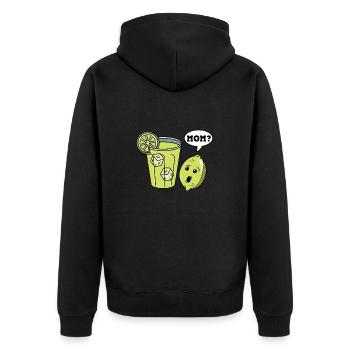 Funny Lemonade Lustige Limo Zitrone Limette Saft - Unisex Premium Bio Zip Hoodie - Schwarz - Hinten - Nico (187cm)