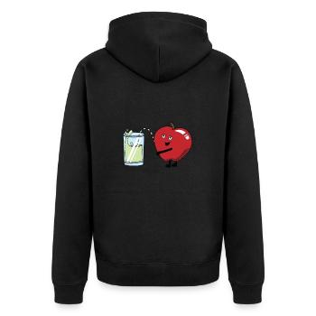Apple Pee peeing apple juice fruit drink - Unisex Premium Organic Zip Hoodie - black - Back - Nico (187cm)