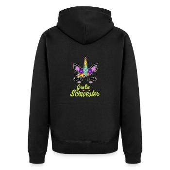 Big Sister Unicorn Gift Big Big - Unisex Premium Organic Zip Hoodie - black - Back - Nico (187cm)