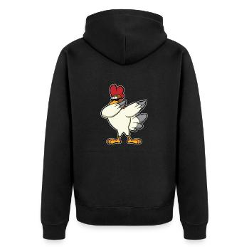 Funny dabbing chicken rooster animal lover gift animal - Unisex Premium Organic Zip Hoodie - black - Back - Nico (187cm)