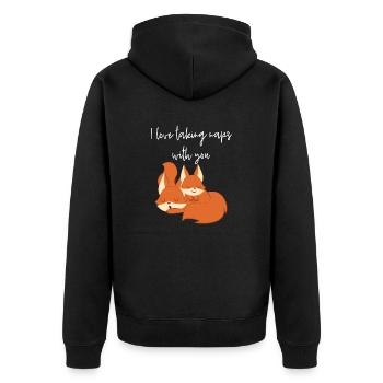 Fox – Cute Fox – Fox Lover – Naps - Unisex Premium Organic Zip Hoodie - black - Back - Nico (187cm)