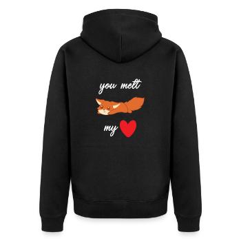 Fox - Cute Fox - Fox Lover - Schmelze mein Herz - Unisex Premium Bio Zip Hoodie - Schwarz - Hinten - Nico (187cm)