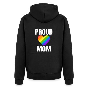 Stolze Mutter Regenbogen Herz Stolz - Unisex Premium Bio Zip Hoodie - Schwarz - Hinten - Nico (187cm)