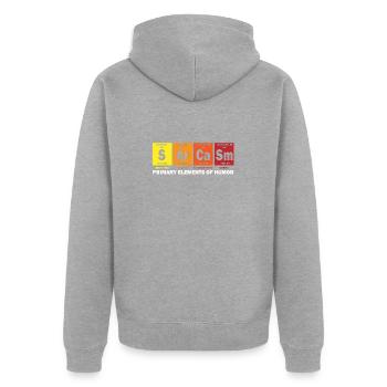 Sarcasme éléments primaires de la science de l'humour - Veste à capuche bio Premium Unisexe - gris chiné - Dos - Nico (187cm)