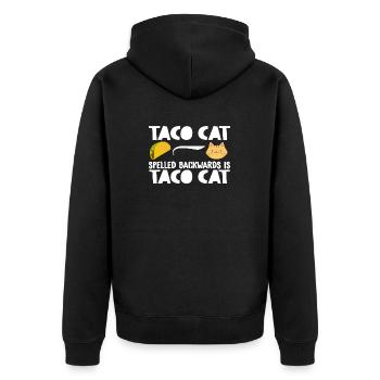 Taco Cat Is Taco Cat Spelled Backwards |Funny| - Unisex Premium Organic Zip Hoodie - black - Back - Nico (187cm)