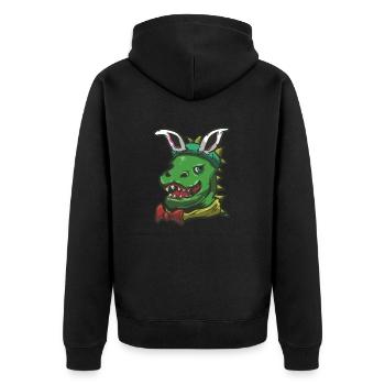 Ostern Rex Bunny Drawing Funny Rabbit Dinosaur - Unisex Premium Bio Zip Hoodie - Schwarz - Hinten - Nico (187cm)