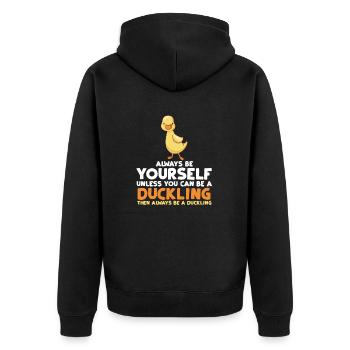 Seien Sie immer sich selbst lustiges Entlein-Geschenk - Unisex Premium Bio Zip Hoodie - Schwarz - Hinten - Nico (187cm)
