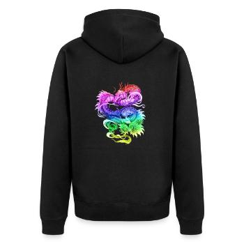 Dragon - Drachen Drache design fancy - Unisex Premium Bio Zip Hoodie - Schwarz - Hinten - Nico (187cm)