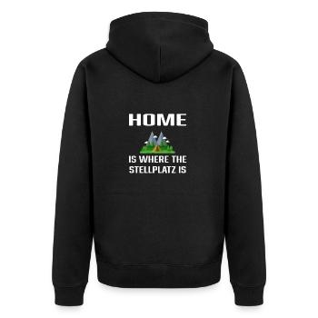Home is where the Stellplatz is - Unisex Premium Bio Zip Hoodie - Schwarz - Hinten - Nico (187cm)