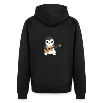 Pinguin Gitarre Gitarrist Musiker Musik Instrument - Unisex Premium Bio Zip Hoodie - Schwarz - Hinten - Nico (187cm)