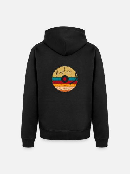 cool retro vinyl 70s style - Unisex Premium Organic Zip Hoodie - black