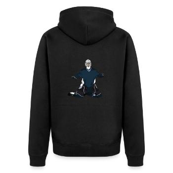 Goalkeeper Floorball Hockey Innebandy - Unisex Premium Bio Zip Hoodie - Schwarz - Hinten - Nico (187cm)