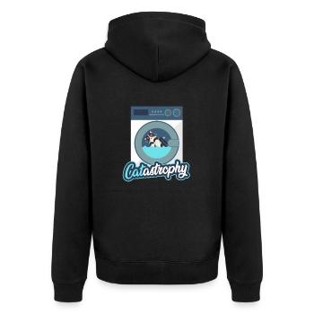 Katze in der Waschmaschine - Unisex Premium Bio Zip Hoodie - Schwarz - Hinten - Nico (187cm)